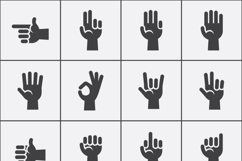 hands-gestures-vector-icons-set-in-black-and-white