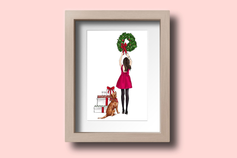 watercolor-fashion-illustration-christmas-girl-7-brunette