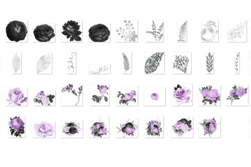 black-purple-and-silver-floral-clipart