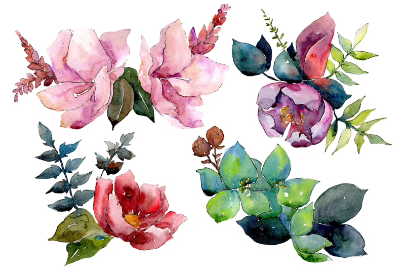 bouquet-of-tropical-flowers-png-watercolor