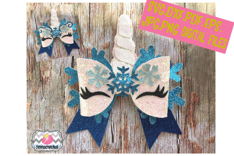 unicorn-snowflake-hair-bow-template