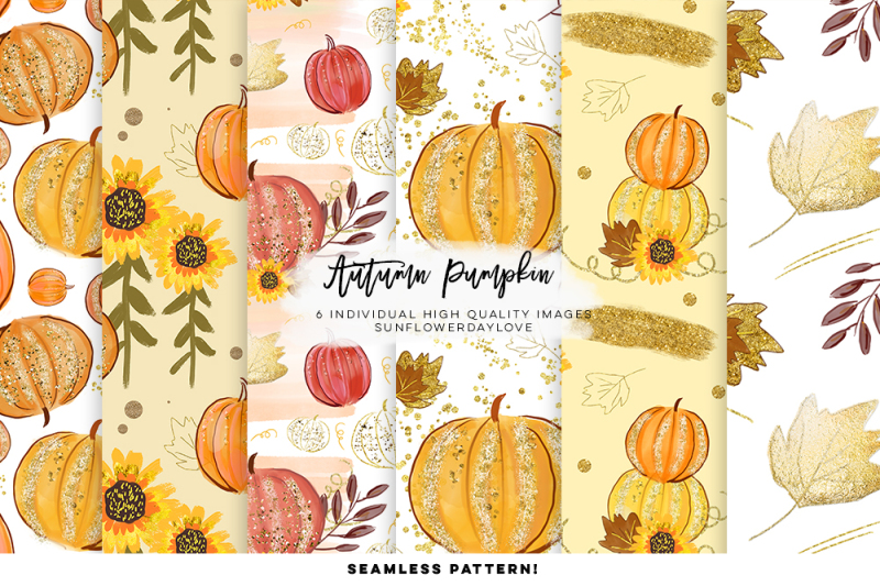 pumpkin-pattern-digital-paper-autumn-leaves-digital-paper