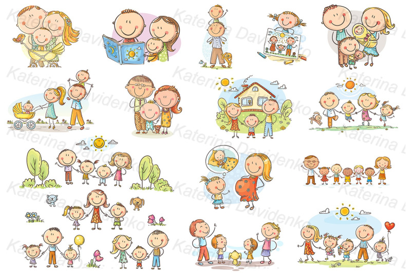 drawing-happy-doodle-families-bundle