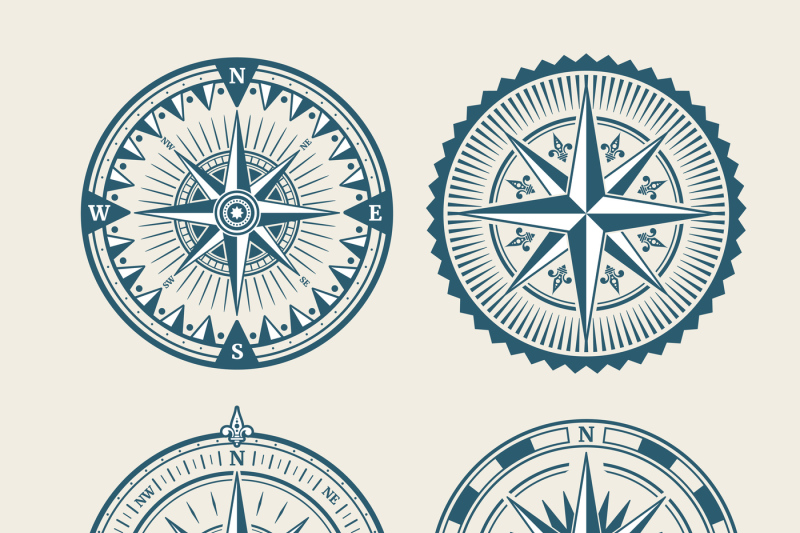 vintage-marine-compass-logo-set