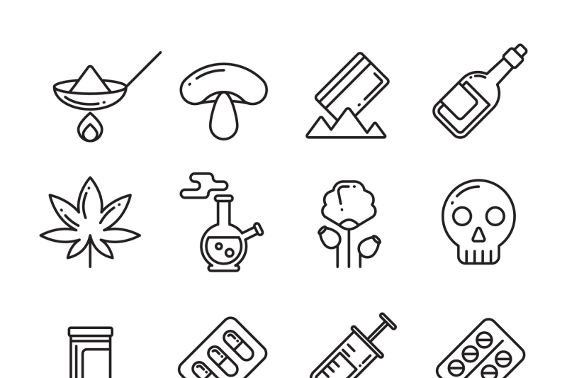 drugs-heroin-alcohol-smoking-addiction-thin-line-vector-icons