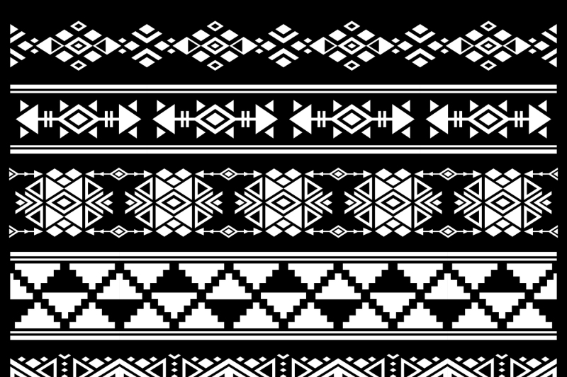 mexican-american-tribal-art-decor-vector-brushes-borders