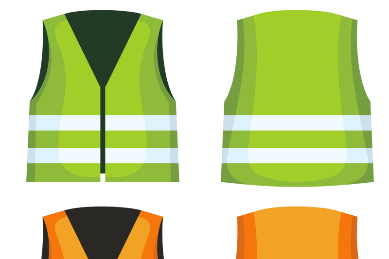 safety-road-vest-waistcoat-with-reflective-stripes-vector-set