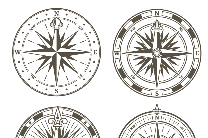 vintage-nautical-compass-signs-vector-set-retro-direction-symbols