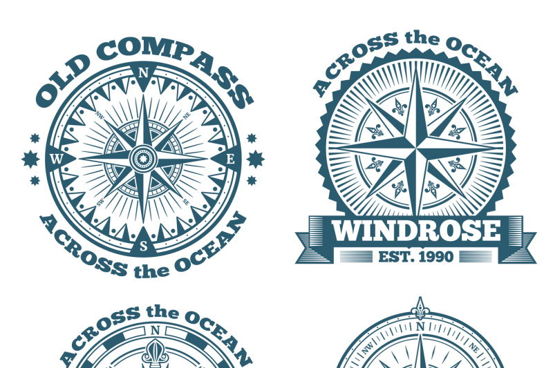 vintage-nautical-labels-emblems-logo-badges-with-compass-and-ribbon