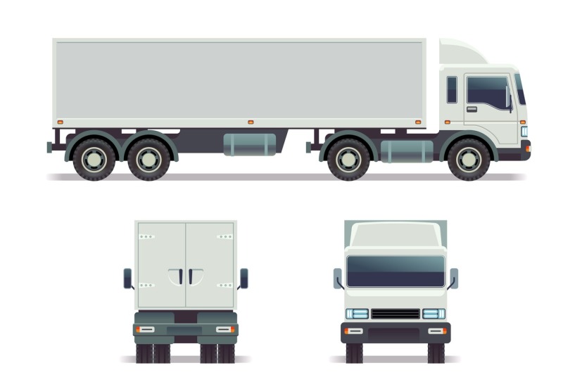 cargo-track-in-three-points-of-view-isolated-on-white-vector-template