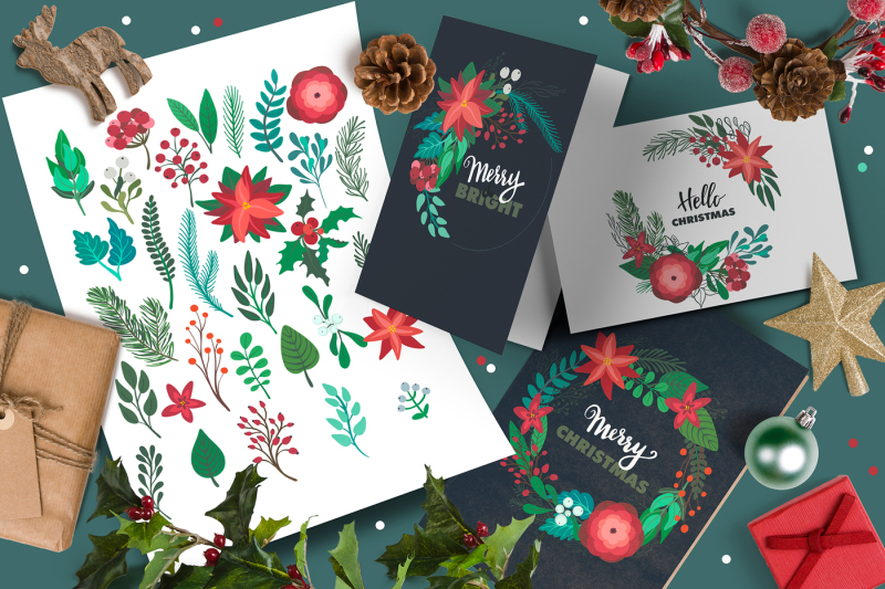 christmas-florals-vector-collection