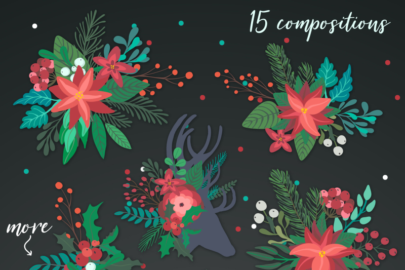 christmas-florals-vector-collection