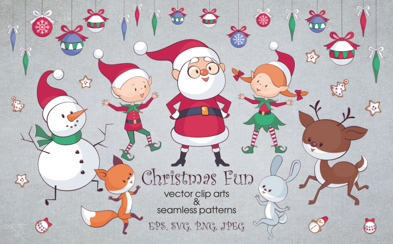 christmas-fun-vector-clip-arts-and-seamless-patterns