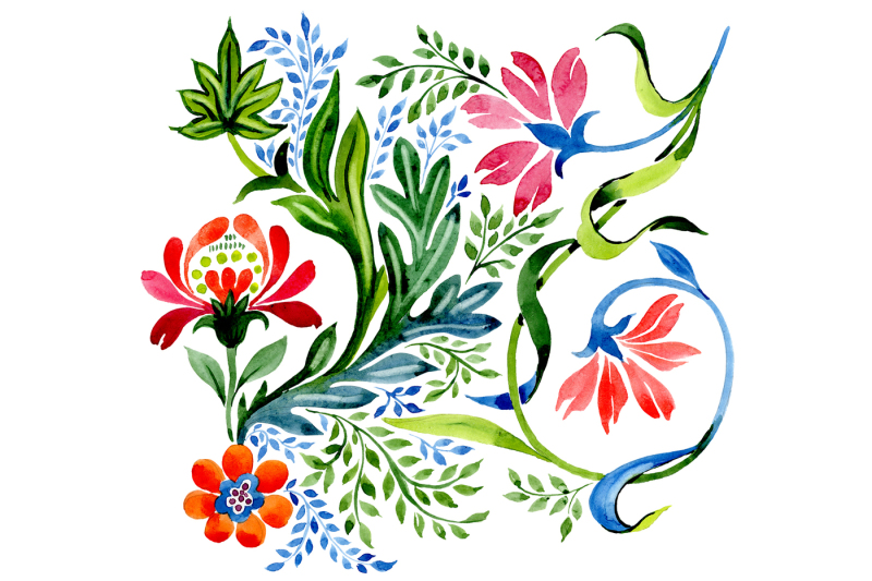 ornament-red-flower-png-watercolor-set