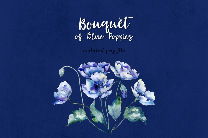 bouquet-of-blue-poppies-png-watercolor-set