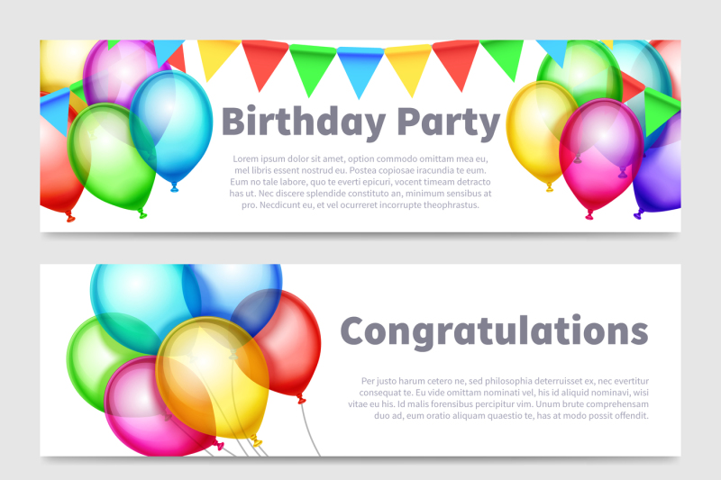 birthday-party-banners-with-celebration-rainbow-balloons-vector-set