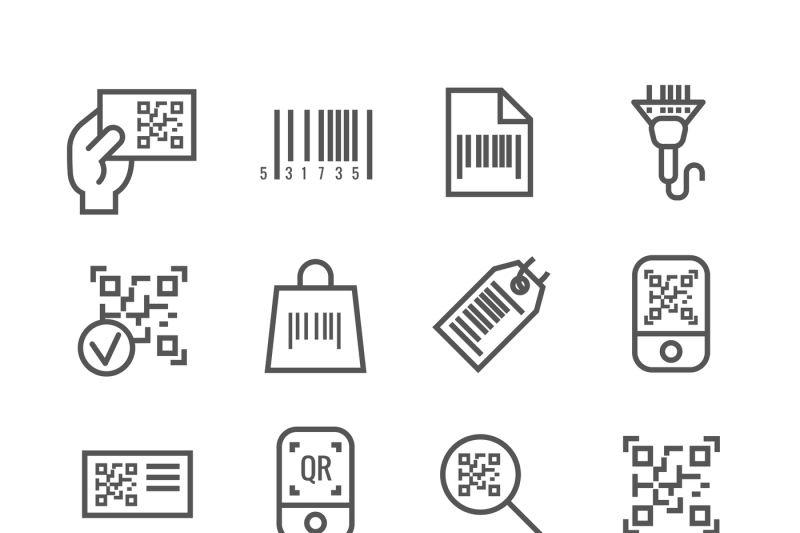 bar-and-qr-code-scanning-vector-thin-line-icons
