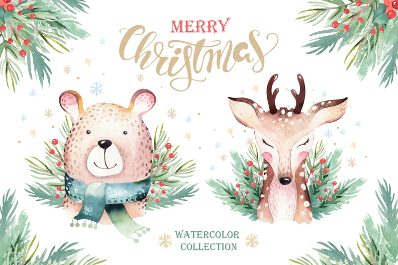 watercolor-christmas-animals
