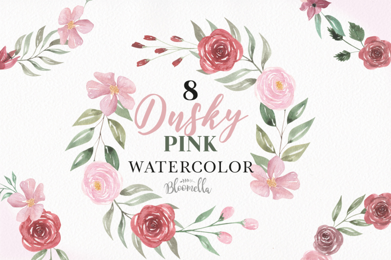 dusky-pink-watercolor-florals-flowers-clipart-roses-wedding-package