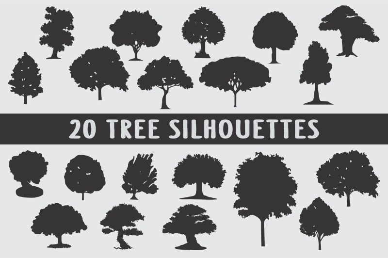 silhouette-of-trees-with-variety-of-designs
