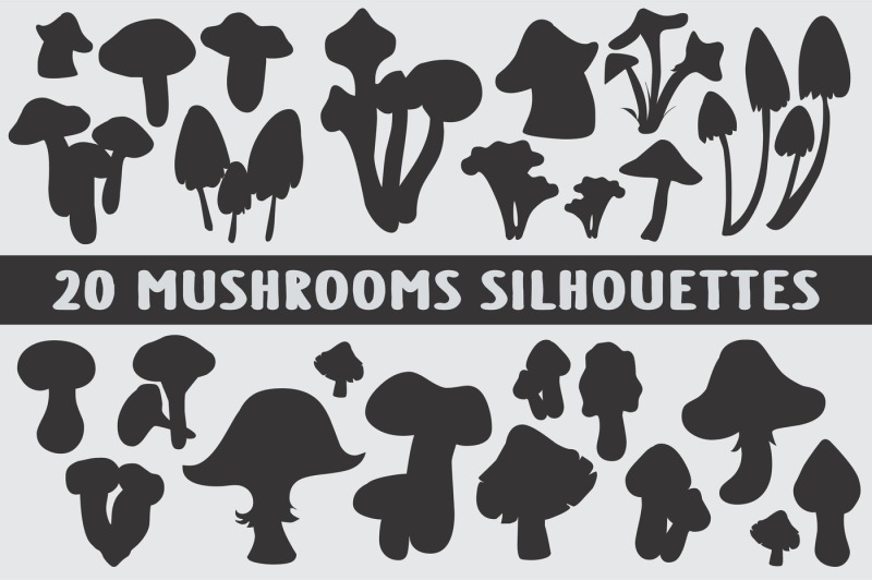mushrooms-silhouettes-collection