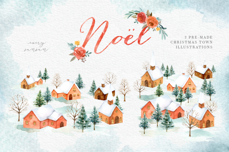 noel-christmas-town-watercolor-set