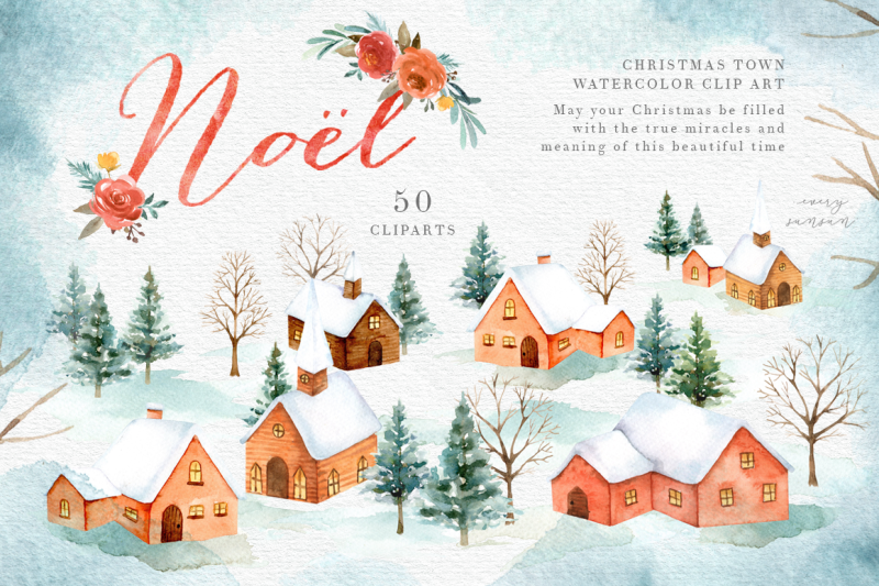 noel-christmas-town-watercolor-set