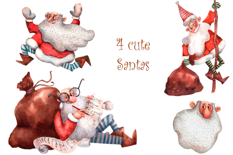 santa-s-little-helpers-watercolor-clip-art-set