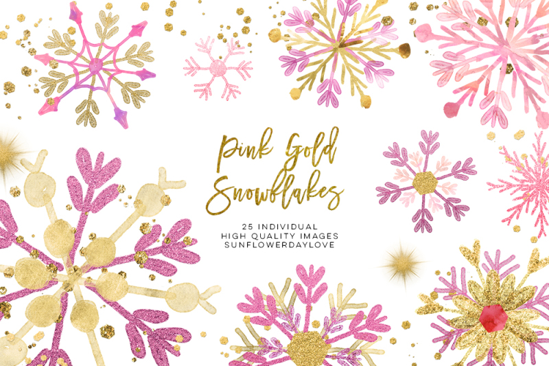 pink-gold-snowflakes-clipart-winter-snowflakes-clip-art