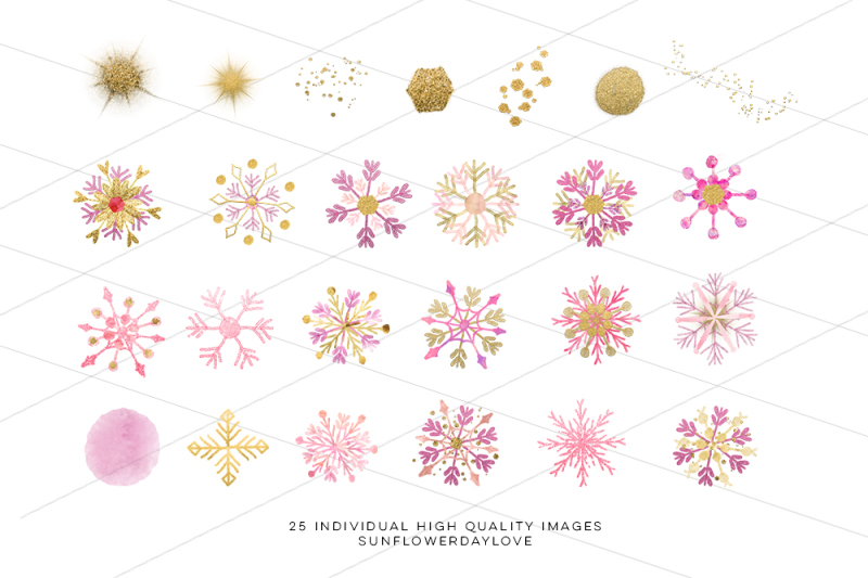 pink-gold-snowflakes-clipart-winter-snowflakes-clip-art