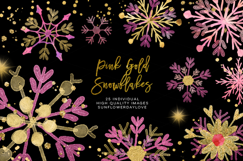 pink-gold-snowflakes-clipart-winter-snowflakes-clip-art