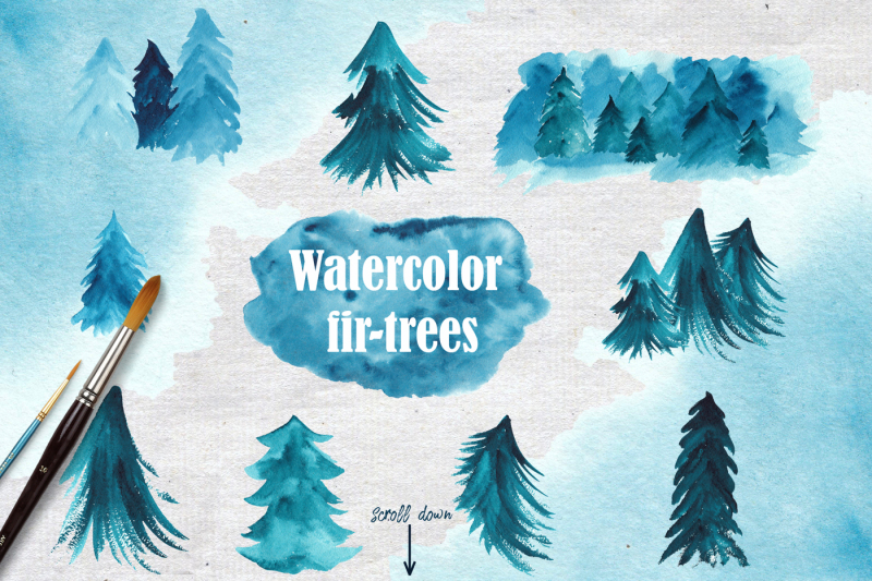 winter-in-deep-blue-watercolor-collection