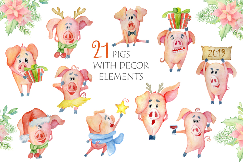 christmas-cute-pigs-collection