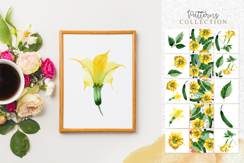 yellow-brugmansia-png-watercolor-set
