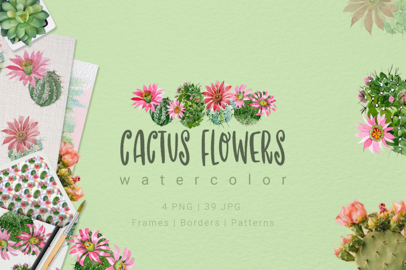 cactus-flowers-watercolor-set