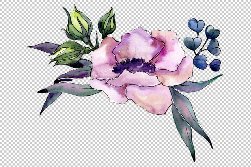 elegant-pink-bouquet-png-watercolor-set