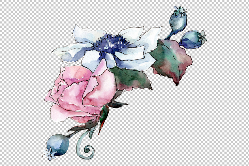 elegant-pink-bouquet-png-watercolor-set