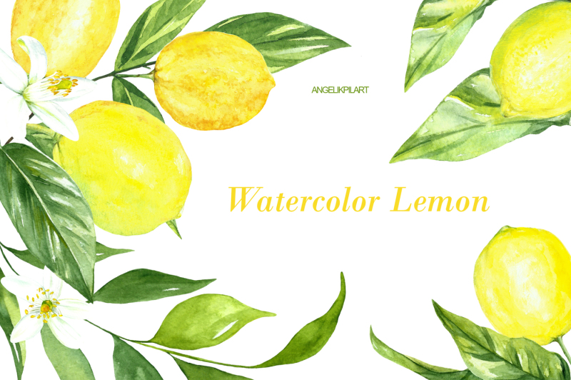 watercolor-lemon-set