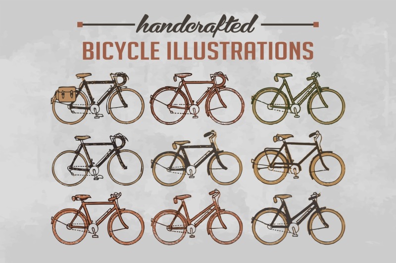 handcrafted-vector-9-different-bicycle-illustrations