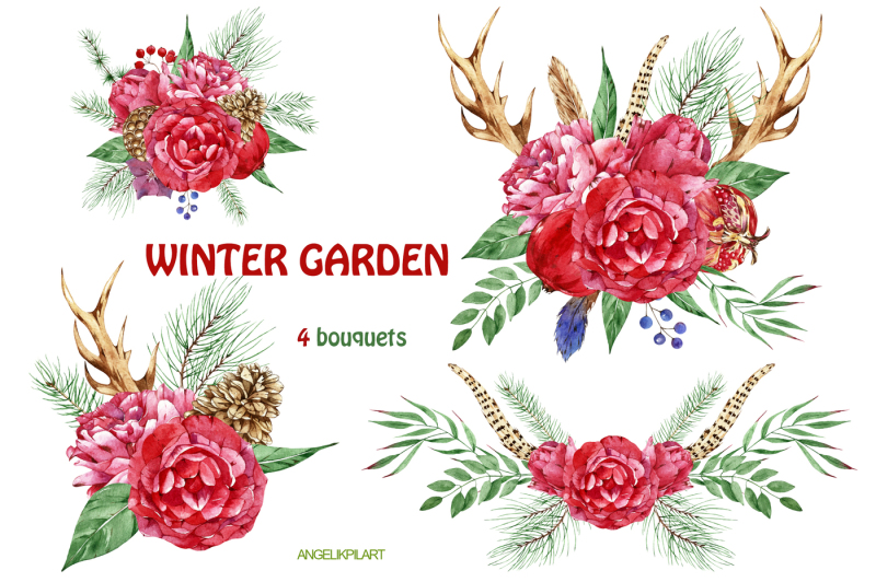 watercolor-set-winter-garden