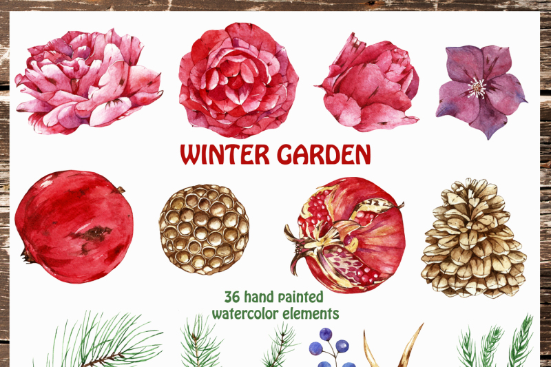 watercolor-set-winter-garden