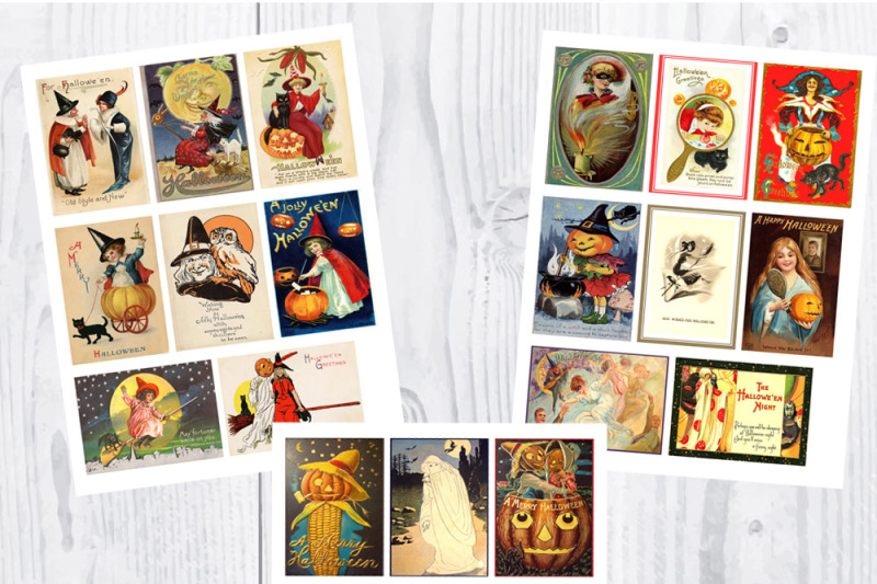 halloween-postcards-atc-size-48-vintage-cards