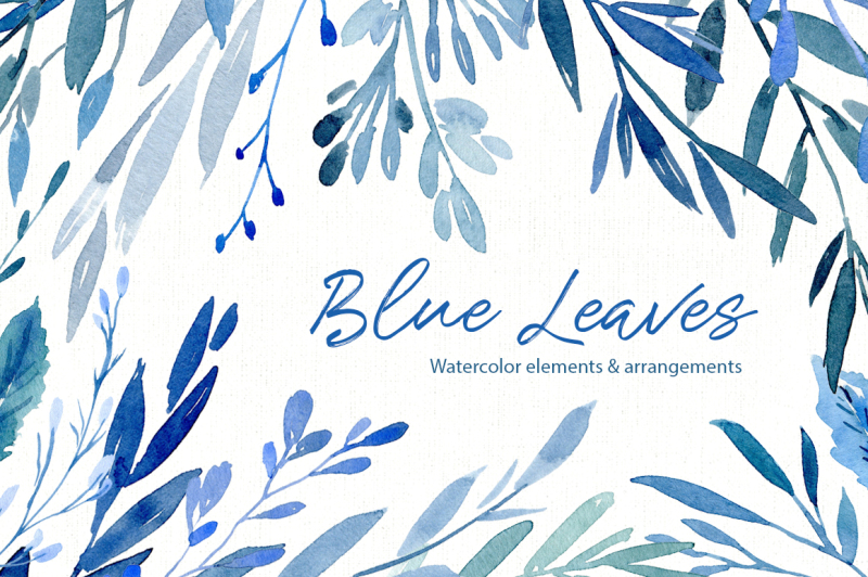 watercolor-blue-leaves-branches-frames-png