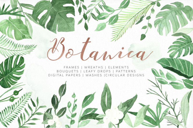 botanica-watercolor-greenery-leaves