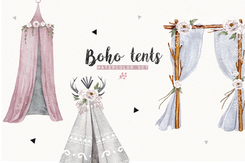 boho-tents-watercolor-set