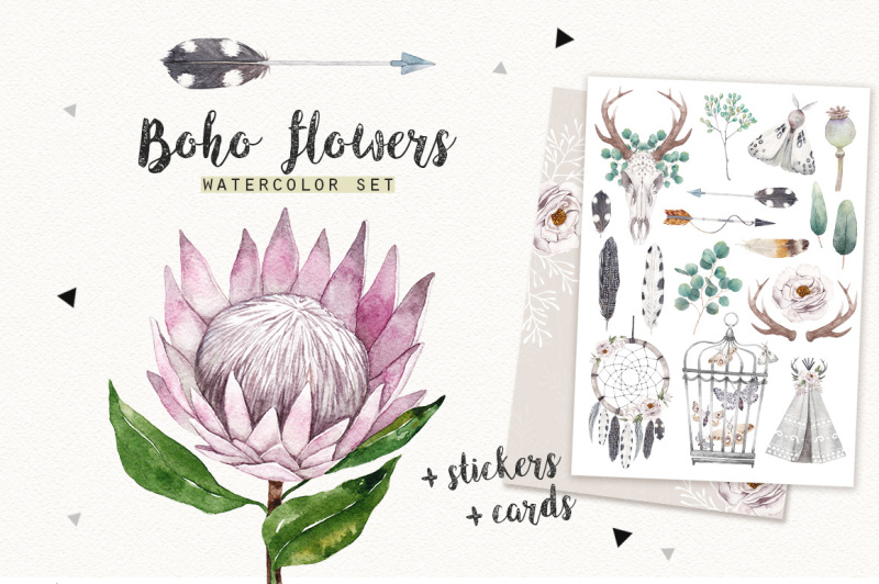boho-flowers-watercolor-set