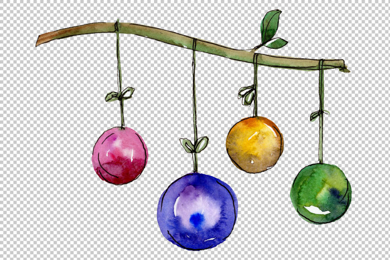 new-year-decoration-png-watercolor-set