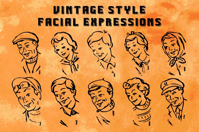 facial-expressions-in-vintage-style