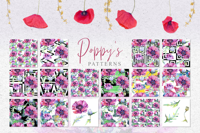 pink-poppy-flower-png-watercolor-set