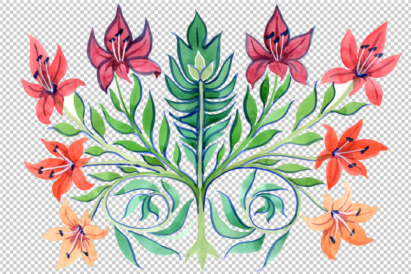 ancient-kiev-ornament-flower-png-watercolor-set